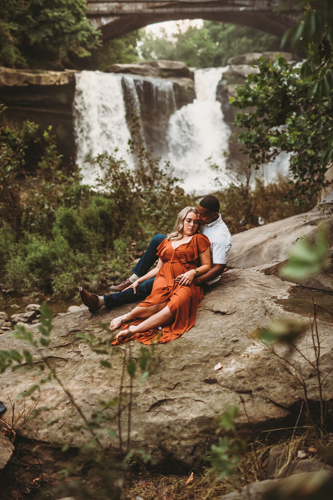 Couple at Elyria Ohio waterfall Jessica Hepp Photography
