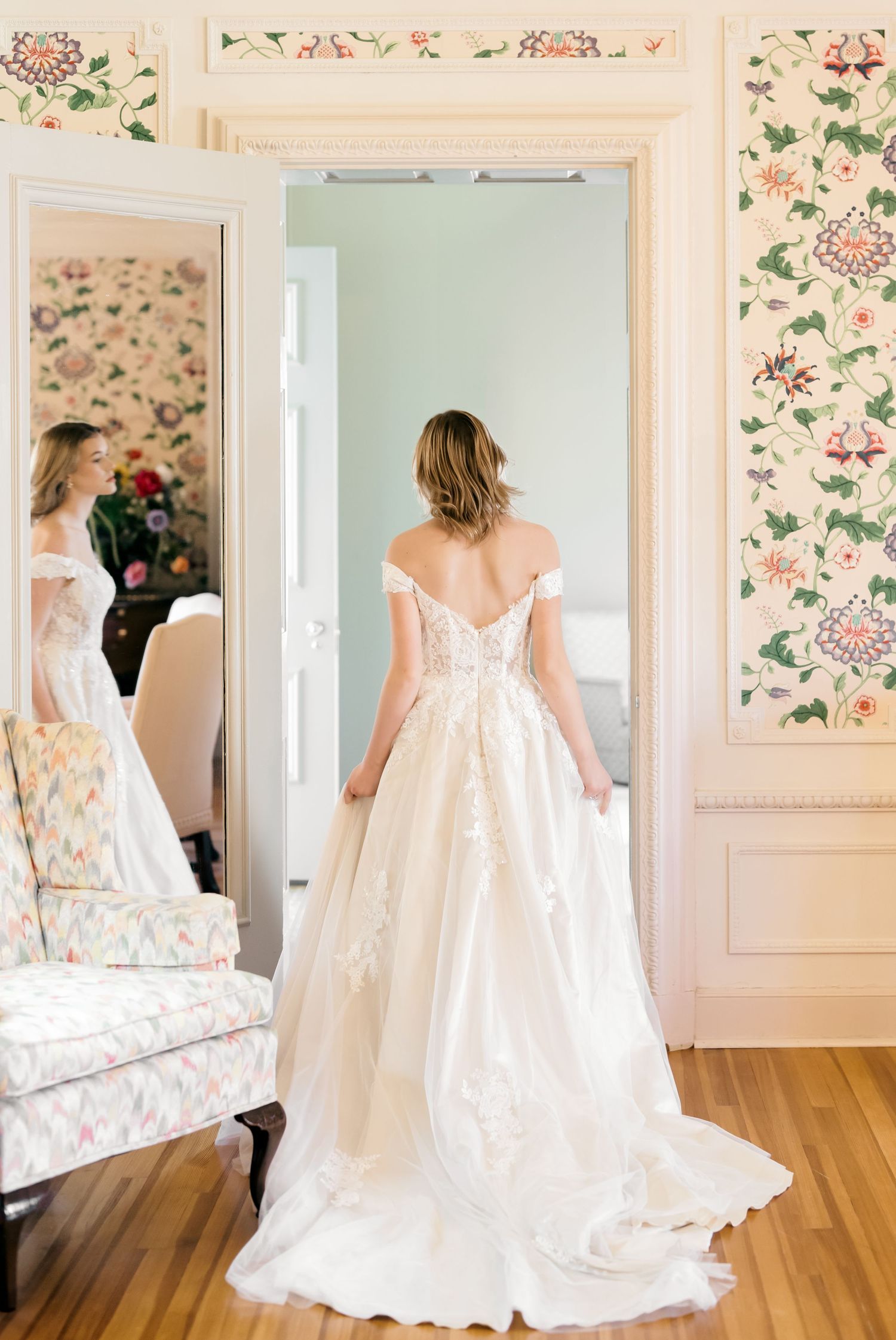 Bride in Wedding Dress at Spindletop Hall, Lexington Kentucky
