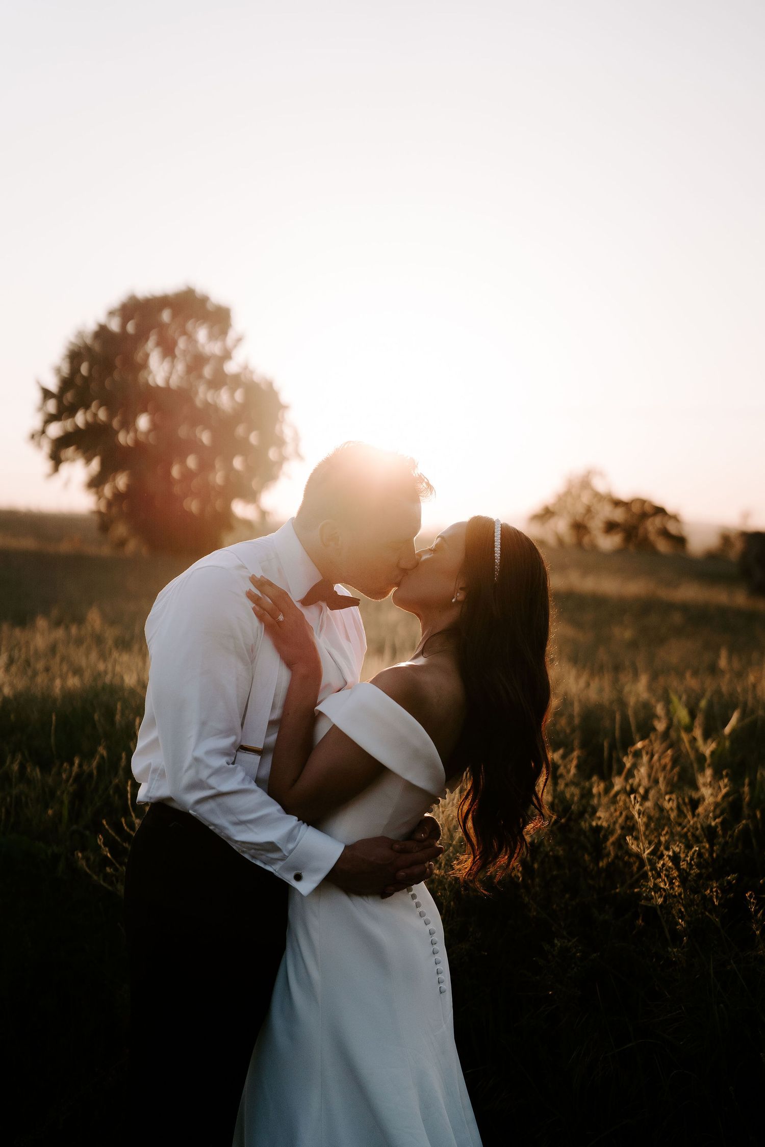 bride-and-groom-sunset-golden-hour-stockton-house-wedding-shropshire