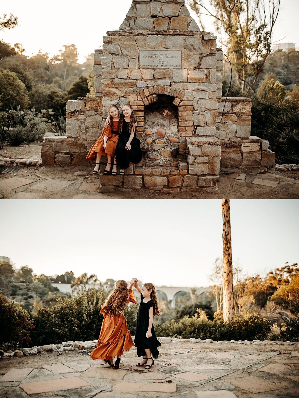 girls dance together on stones by San Diego photographer