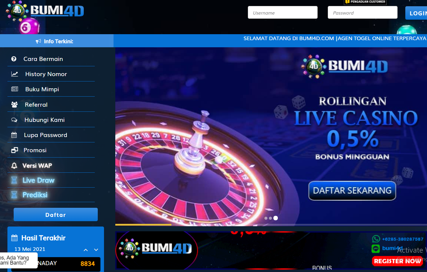 bumi4d.com situs togel online dan live casino terbaik dan terpercaya
