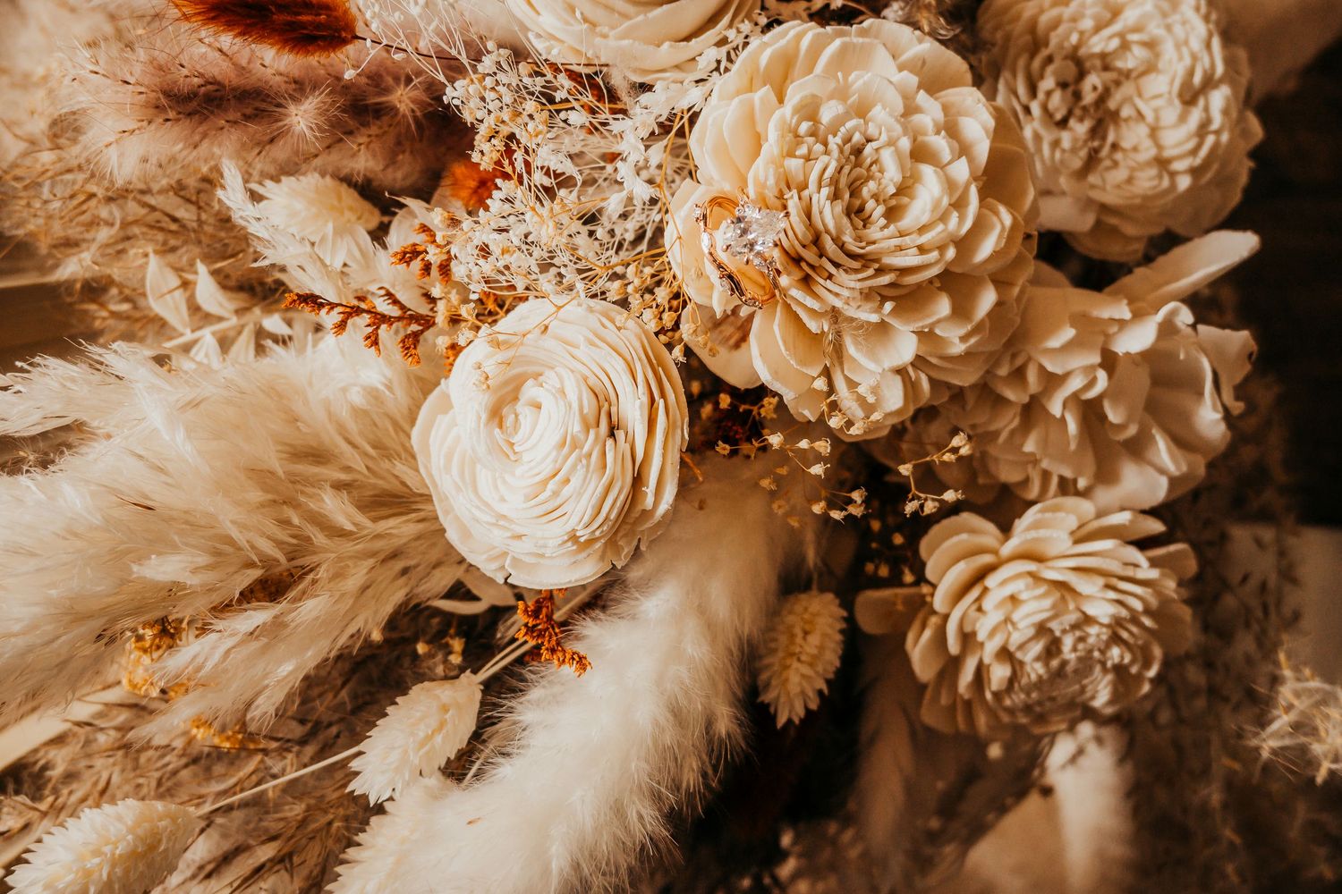 wedding ring in bouquet
