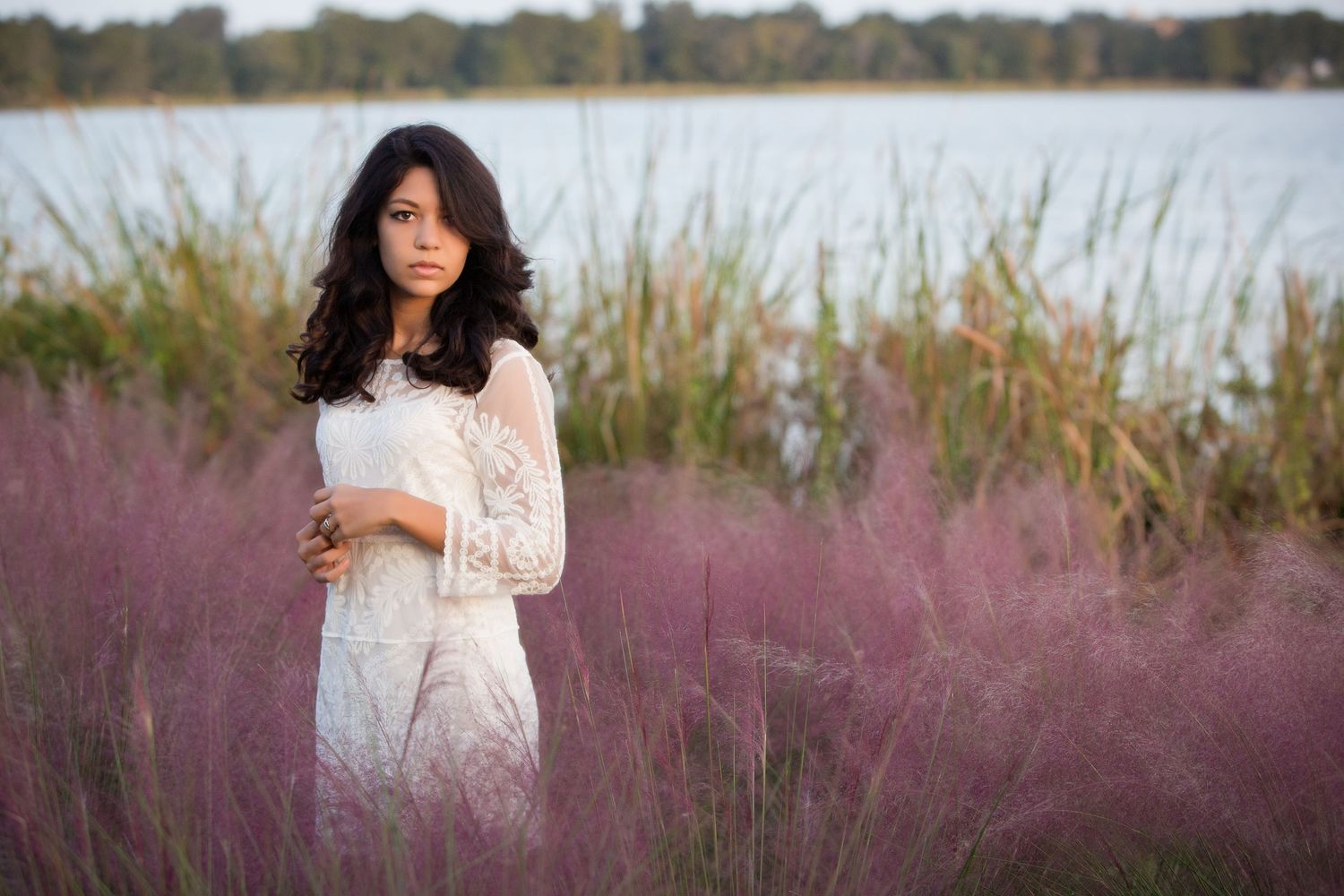 girls senior portrait on Lake Virginia, Winter Park