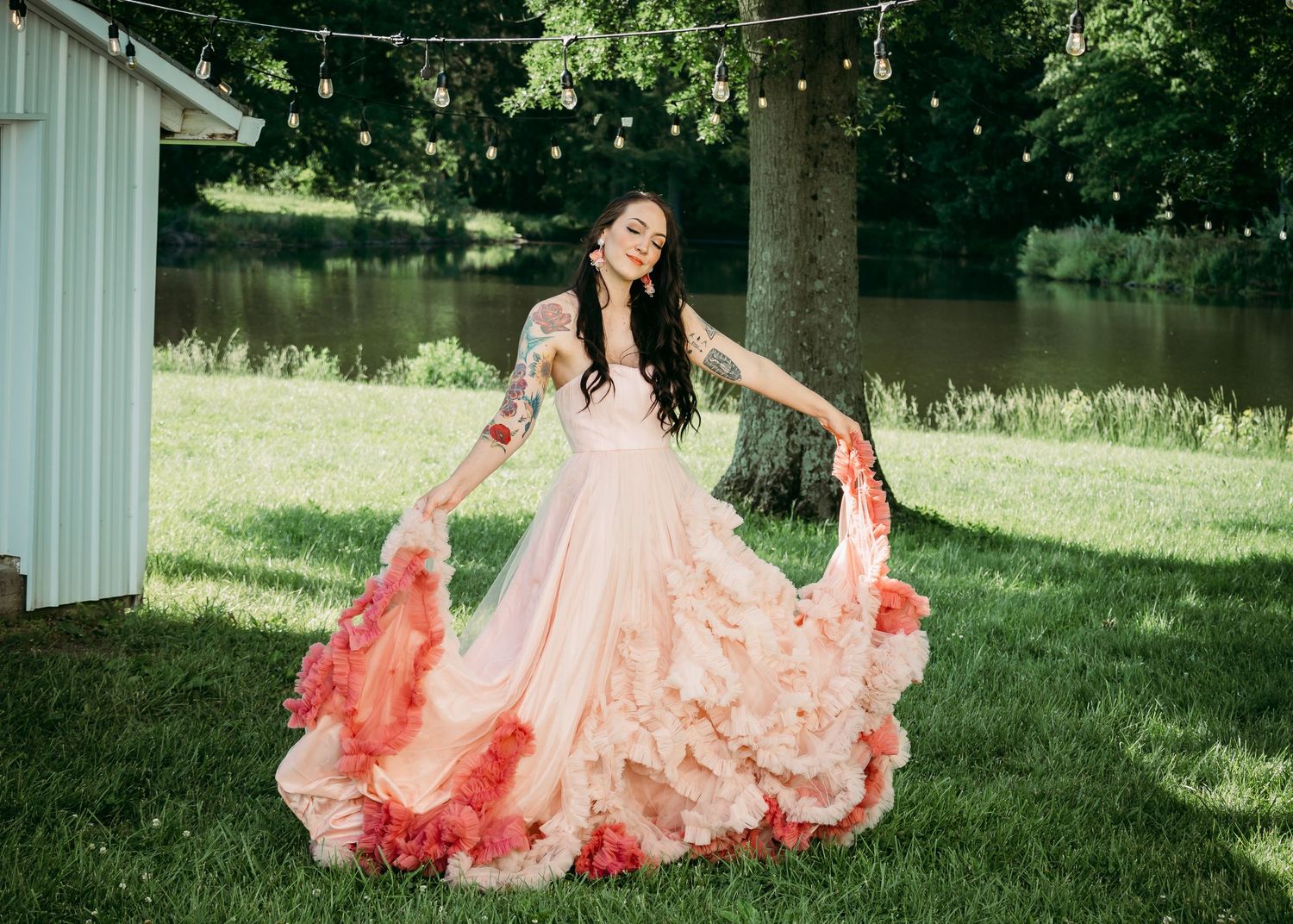 unique pink wedding gown