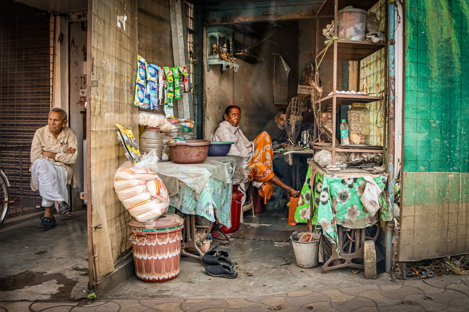 Indian street life shop fronts captured during travel by Emma Drohan