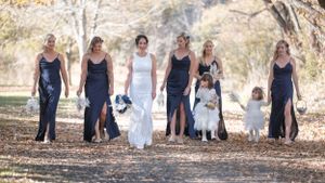Bride with bridesmaids and flower girls in Canterbury