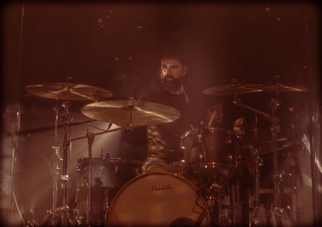 Worship drummer at Lifepoint Church in Stafford, VA, captured during live service with moody stage lighting and concert vibes