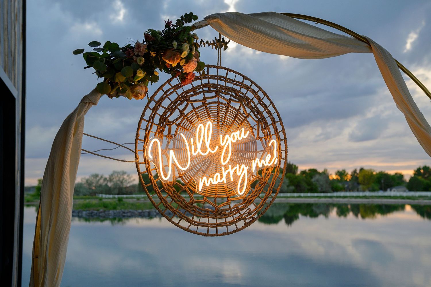 Idaho Falls professional wedding photographer wedding proposal on private late at sunset
