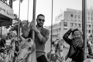 Lisbon wedding photographer capturing candid engagement moment