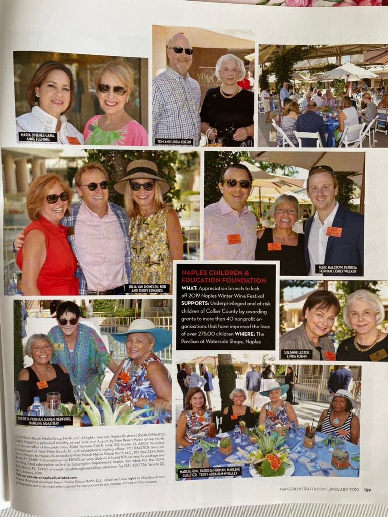 Naples Childrens Education Foundation appreciation brunch page with event photos at The Harbourside Waterside Shops.