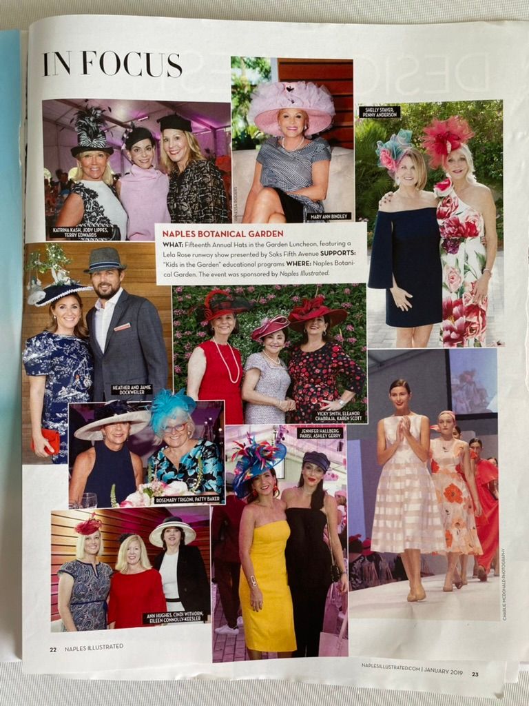 Naples Illustrated In Focus page covering Naples Botanical Garden Walk in the Garden educational program runway show.