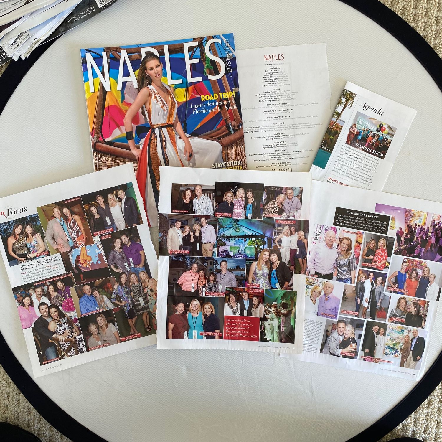 Naples Magazine polo issue displayed with social event photo spreads and table of contents.