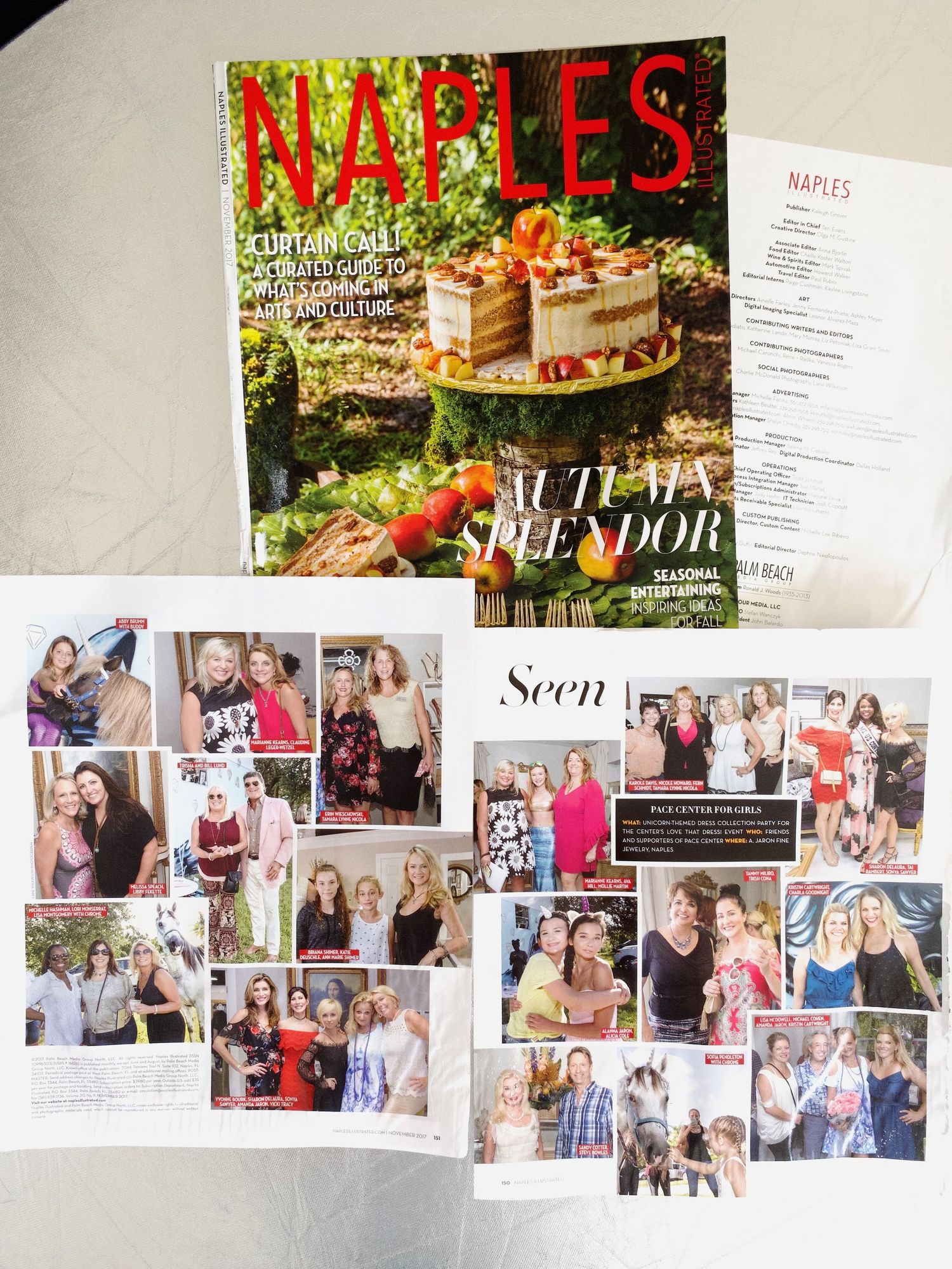 Naples Illustrated Autumn Splendor issue with Seen social event photo spreads laid out.