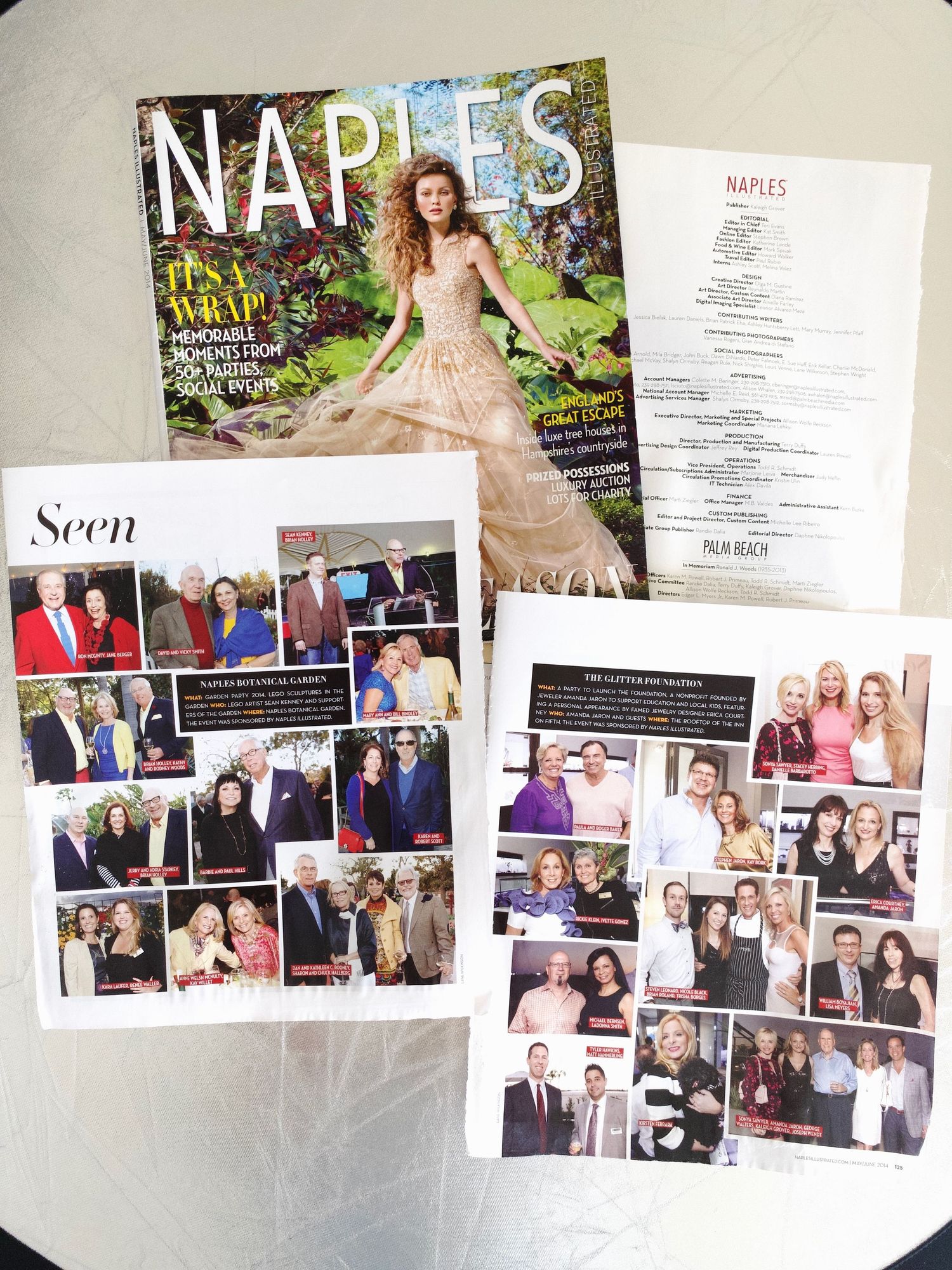 Naples Illustrated Its A Wrap issue displayed with Seen social event photo spreads laid flat.