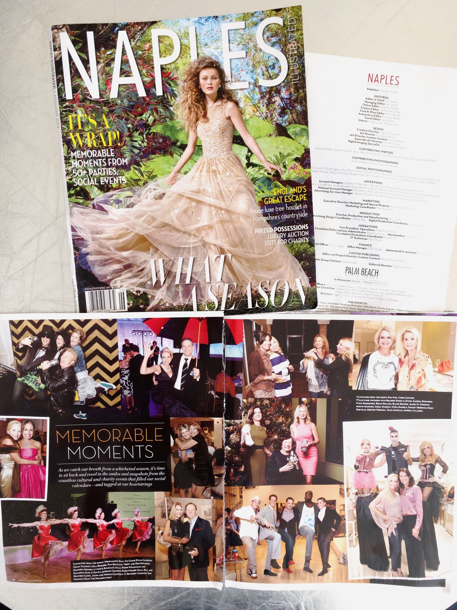 Naples Illustrated What A Season issue with Memorable Moments social event photo spread open.