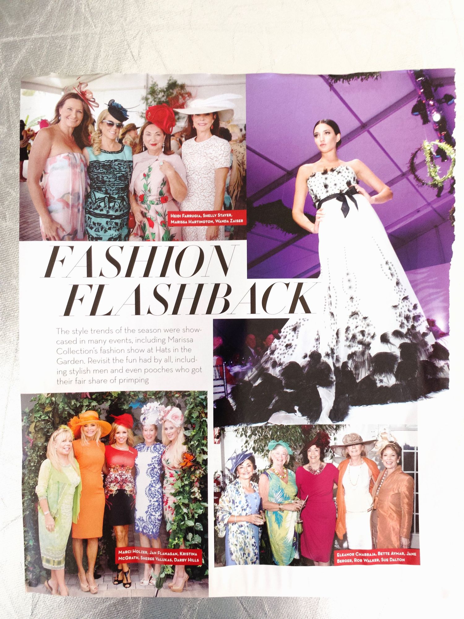 Naples Illustrated Fashion Flashback spread showcasing stylish attendees at Marissa Collections fashion show.