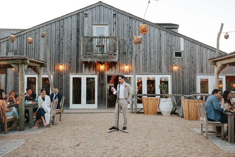 Groom gives a toast at The Crow's Nest wedding