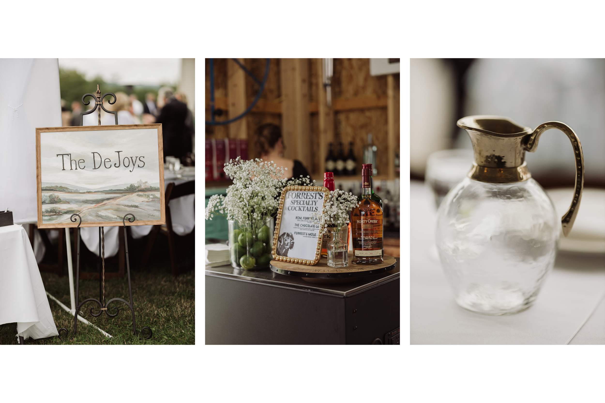 Elegant wedding reception table details at Finger Lakes wedding
