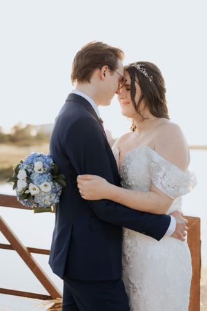 Romantic bride and groom portraits at sunset, beach elopement photography in Moncton, Shediac wedding photographer, Grand-Barachois wedding