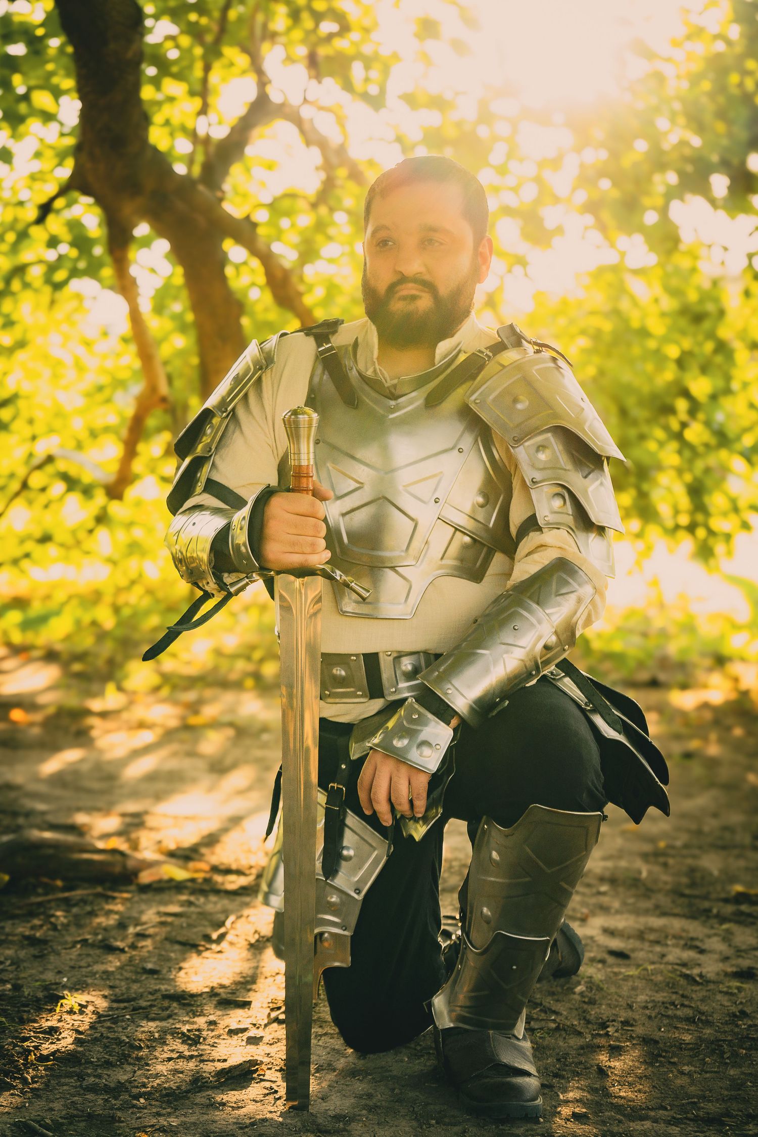 Lubbock Texas cinematic photography shoot. Knight in shining armor Cosplay outdoor shoots. Savannah Richeda Studios