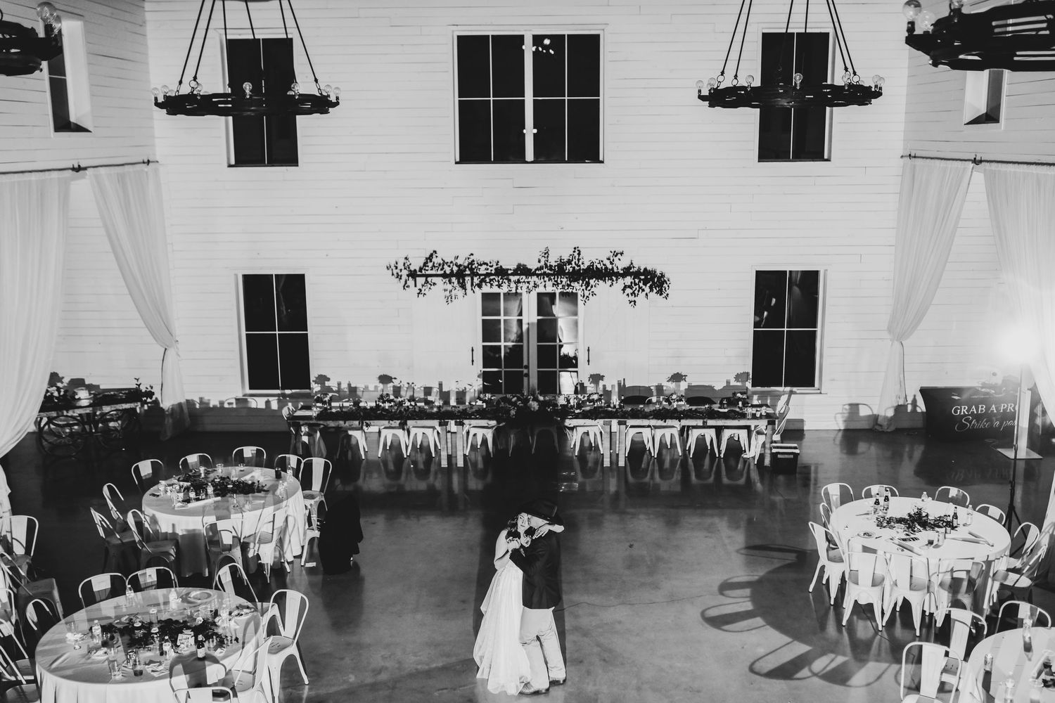 Bride and groom dancing at reception at The Barn at Paradise