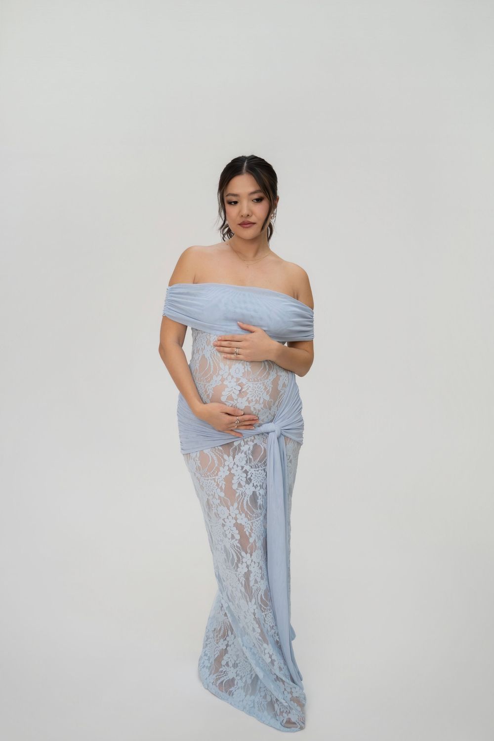 Maternity photoshoot of a woman in studio setting in Palatine, IL