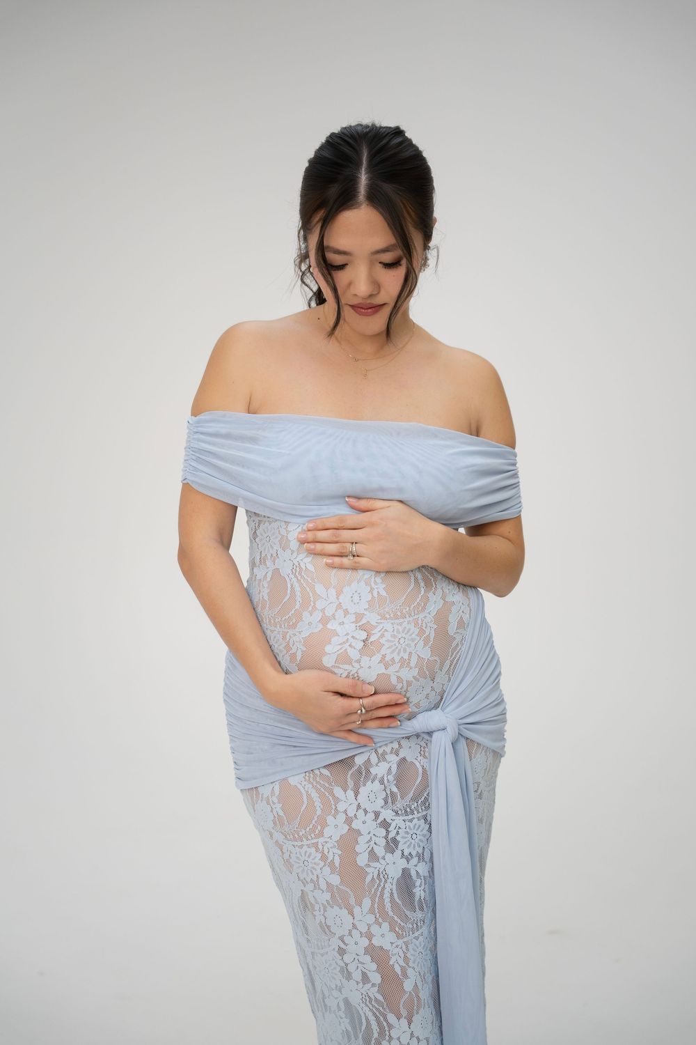 Maternity photoshoot of a woman in studio setting in Palatine, IL
