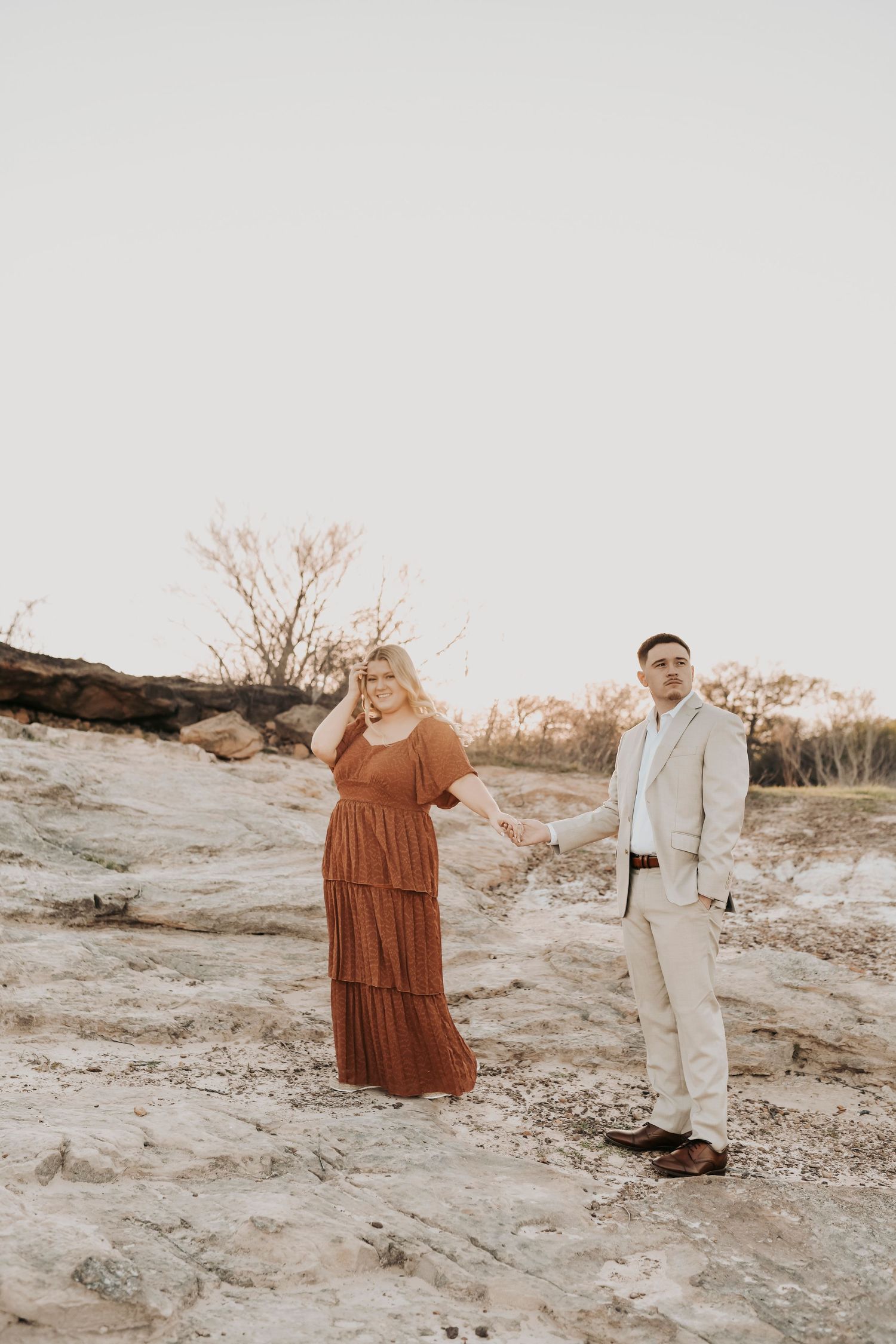 Golden hour engagement session near Grapevine Lake in Flower Mound Texas