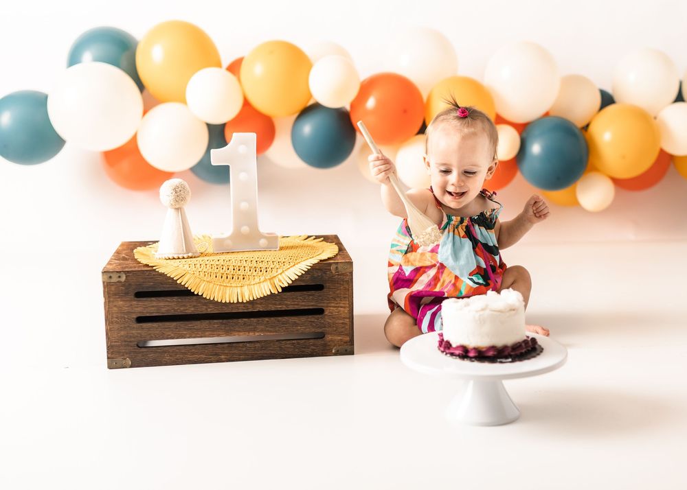 cake smash milestone session little girl turning one