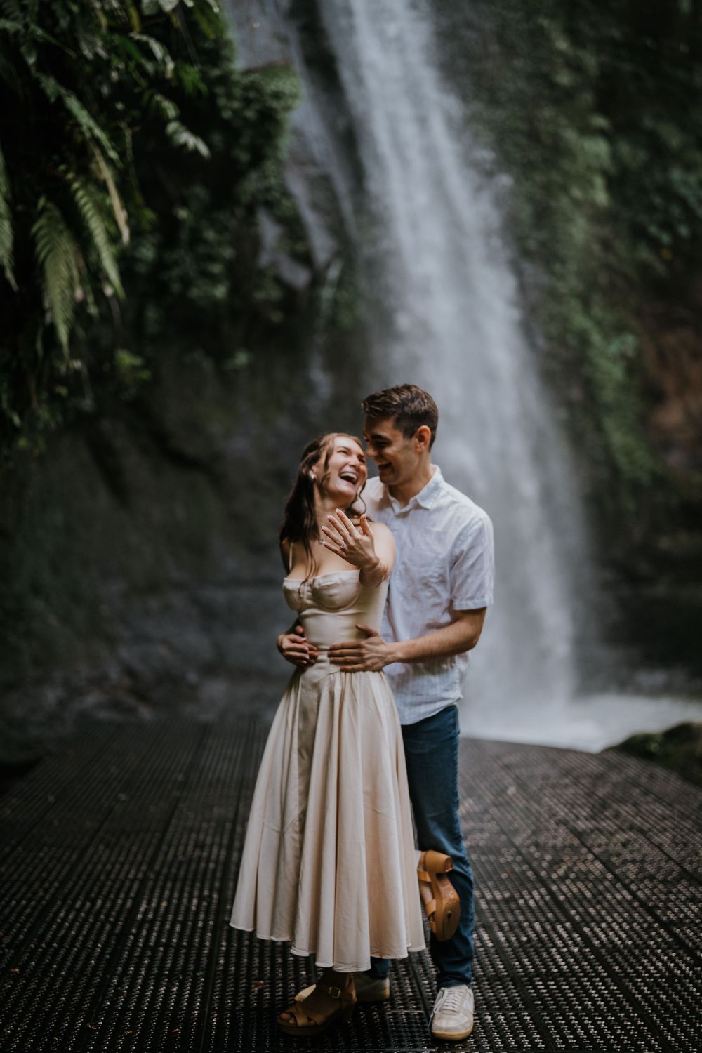Secret proposal couple photoshoot at Ulu Petanu Waterfall Bali