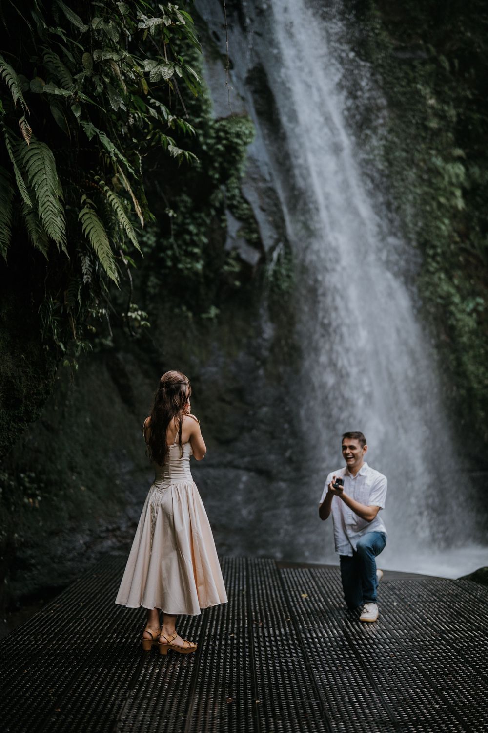 Secret proposal couple photoshoot at Ulu Petanu Waterfall Bali