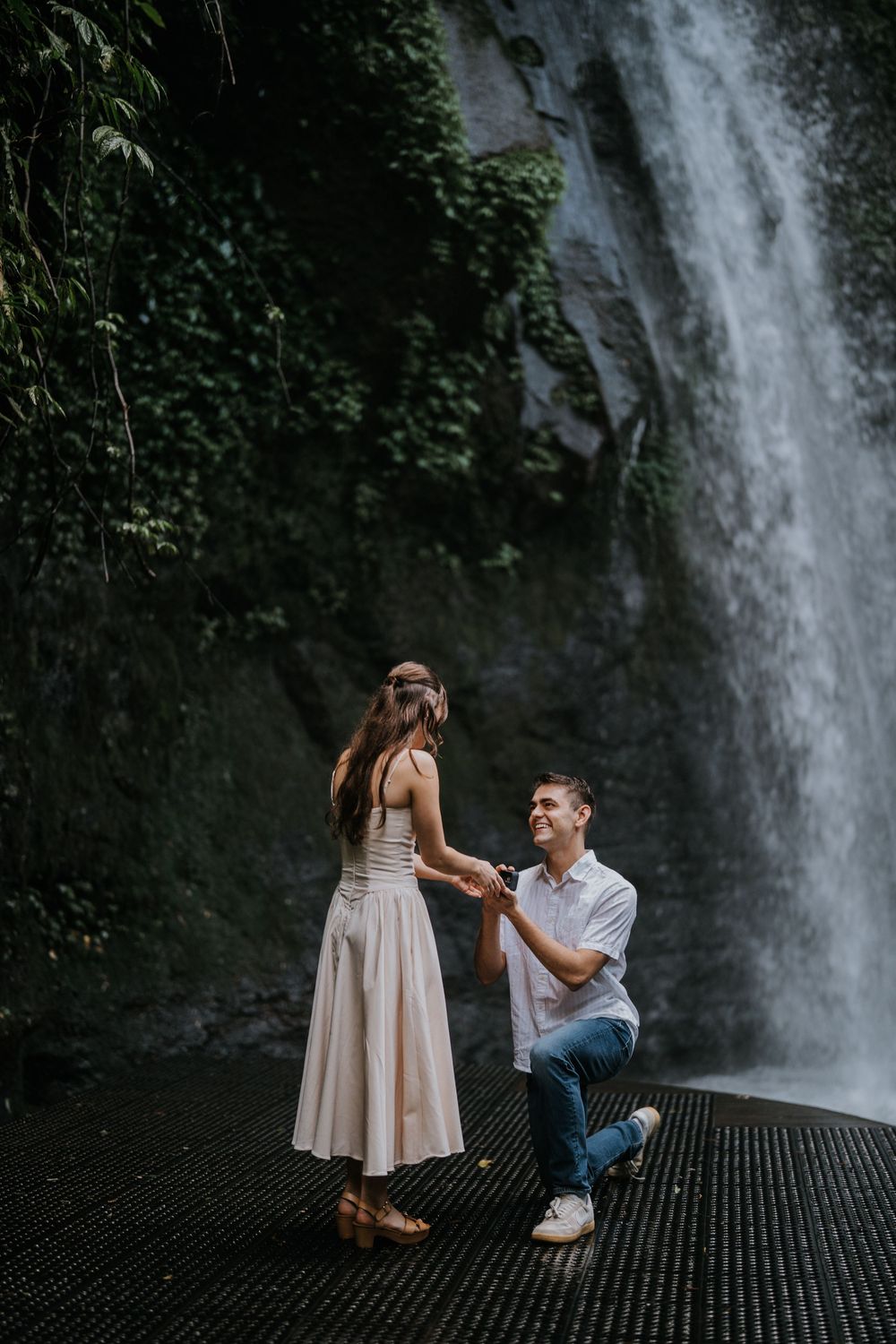 Secret proposal couple photoshoot at Ulu Petanu Waterfall Bali