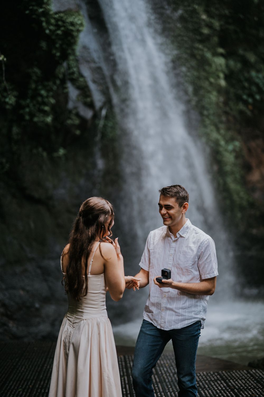 Secret proposal couple photoshoot at Ulu Petanu Waterfall Bali