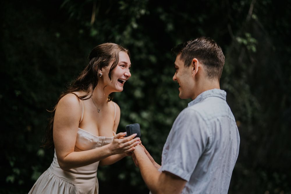 Secret proposal couple photoshoot at Ulu Petanu Waterfall Bali