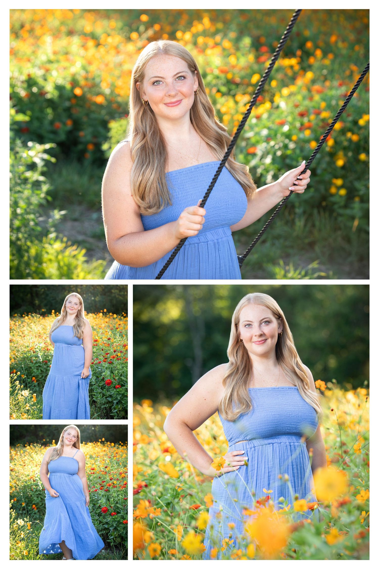 Olentangy senior pictures in a field.  Flower field senior pictures.  Mitchells Blooms & Berries senior pictures. Boho senior pictures.