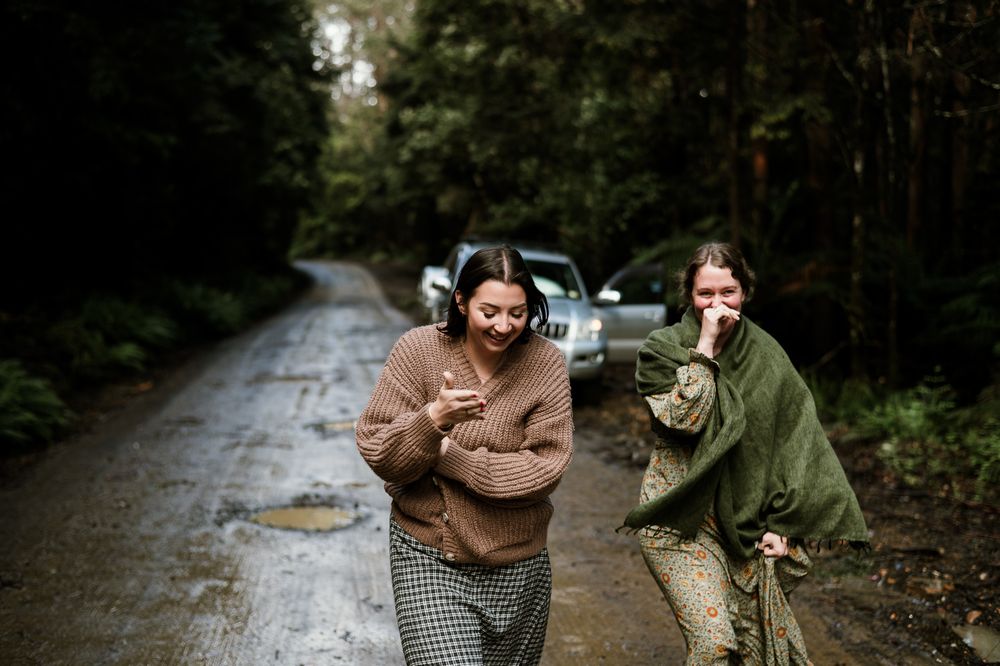 walking up the road at hartz mountain in tasmania