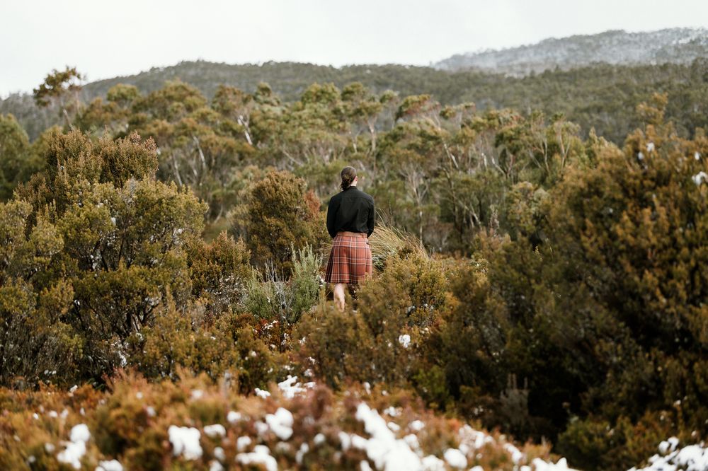 first look during an elopement up Hartz Mountain National Park, by Joss Jensen Photography