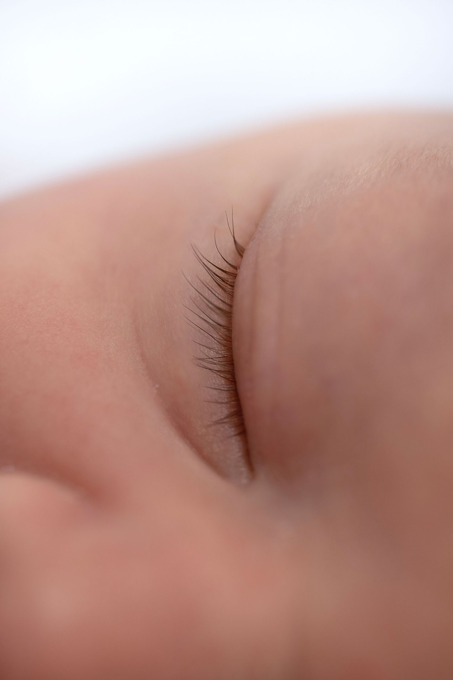 Close up macro shot of newborn eyelashes