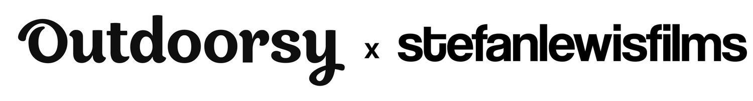 Black text logo showing 'Outdoorsy x stefanlewisfilms' partnership.