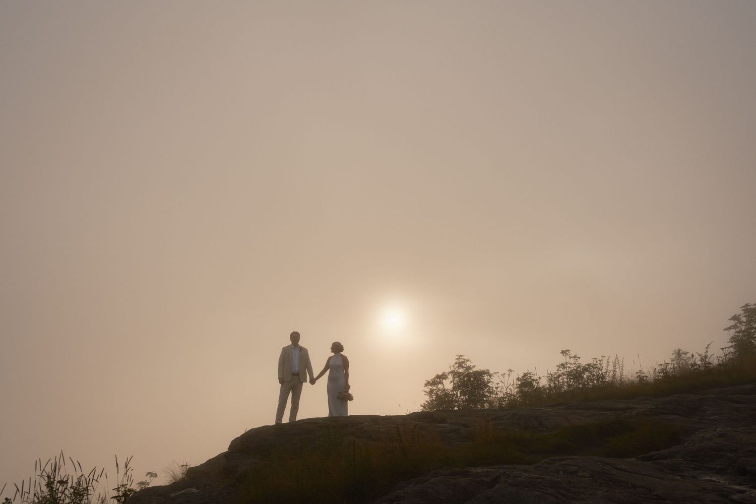 Rose + Reid Blue Ridge Parkway Elopement July 2025. Foggy weather at Black Balsam Knob Photography by Stephanie A Smith Photography