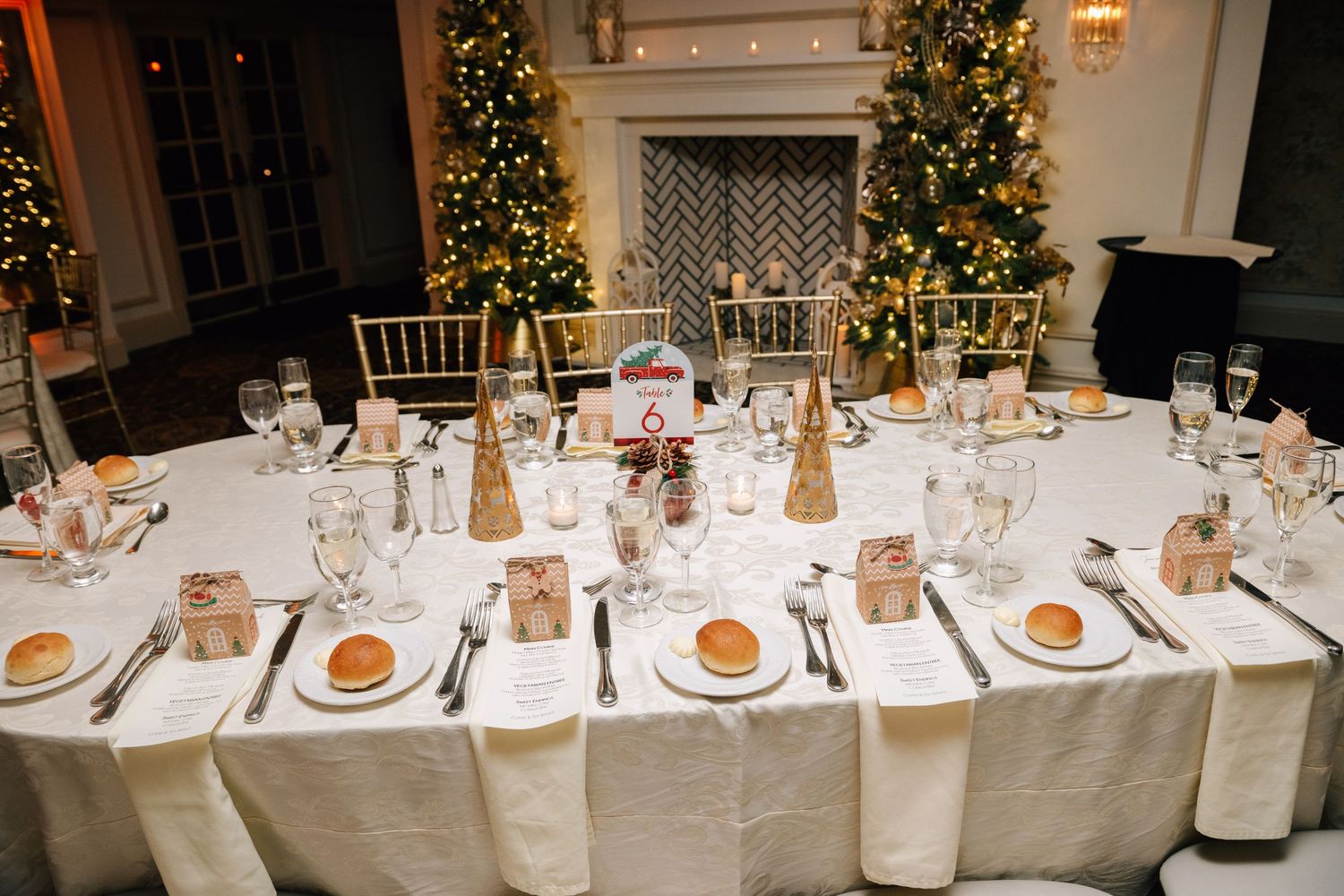 Winter wedding reception decor at The Olde Mill Inn
