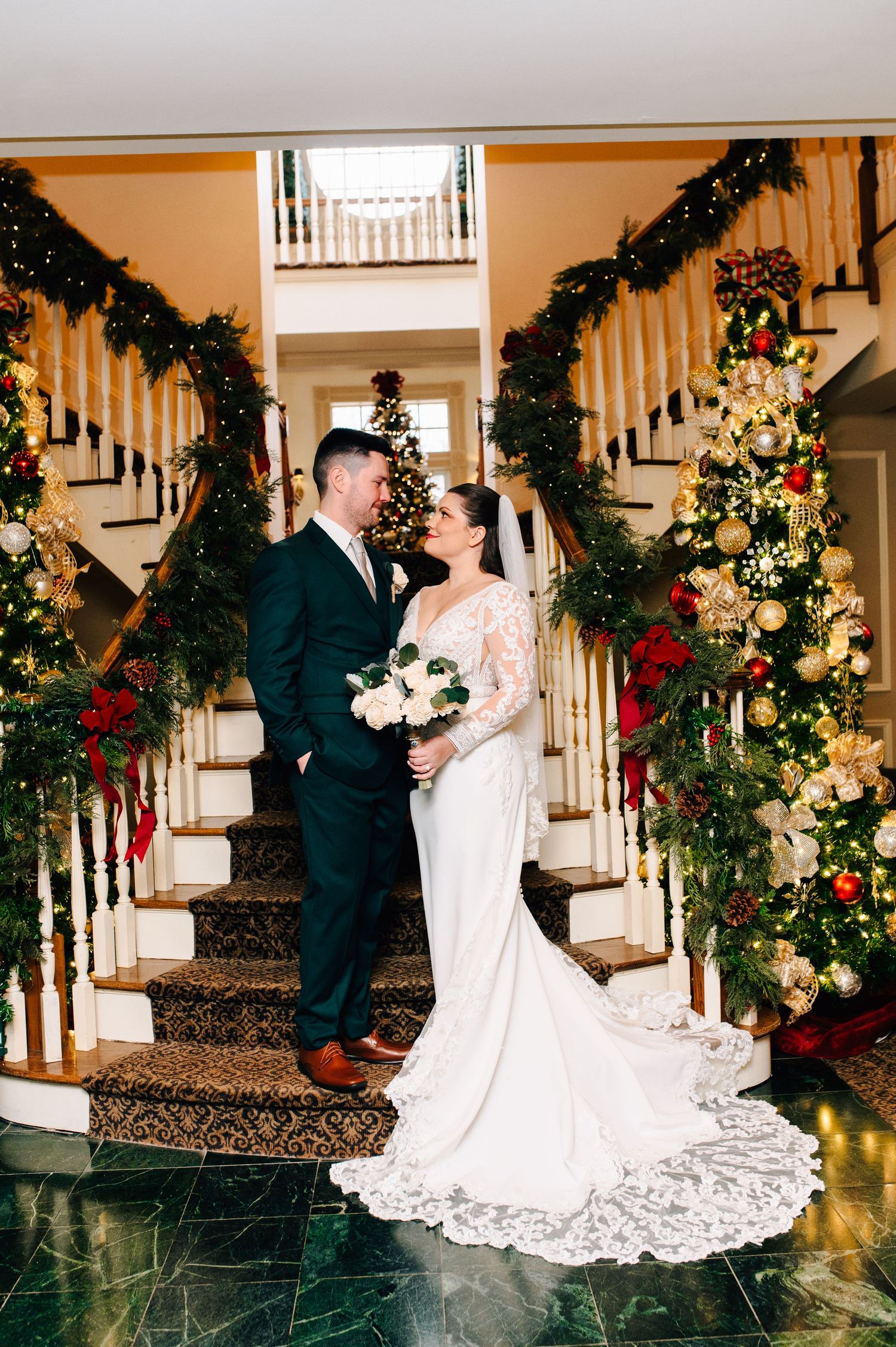 Winter wedding portraits at The Olde Mill Inn in New Jersey