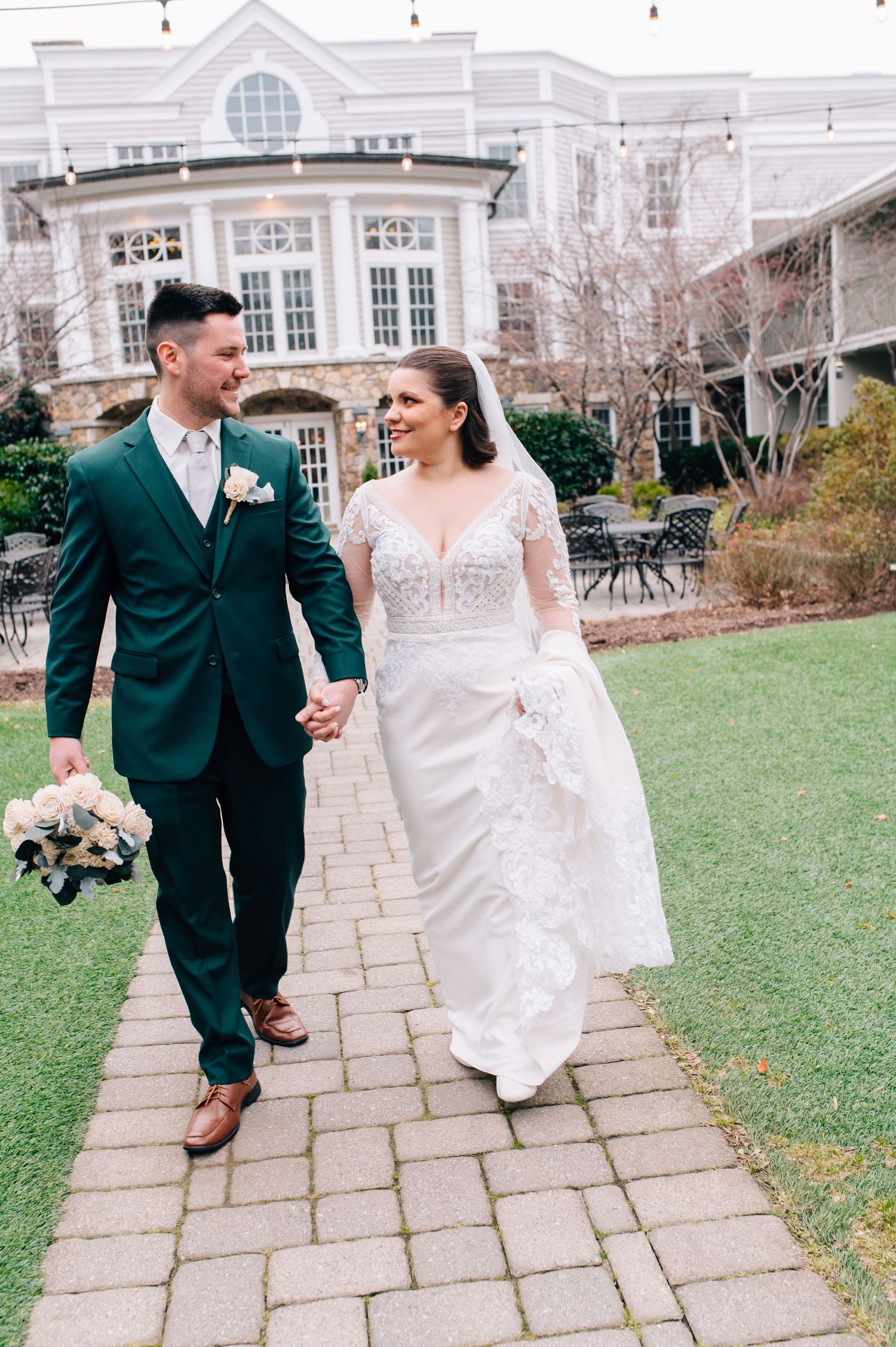 Winter wedding portraits at The Olde Mill Inn in New Jersey