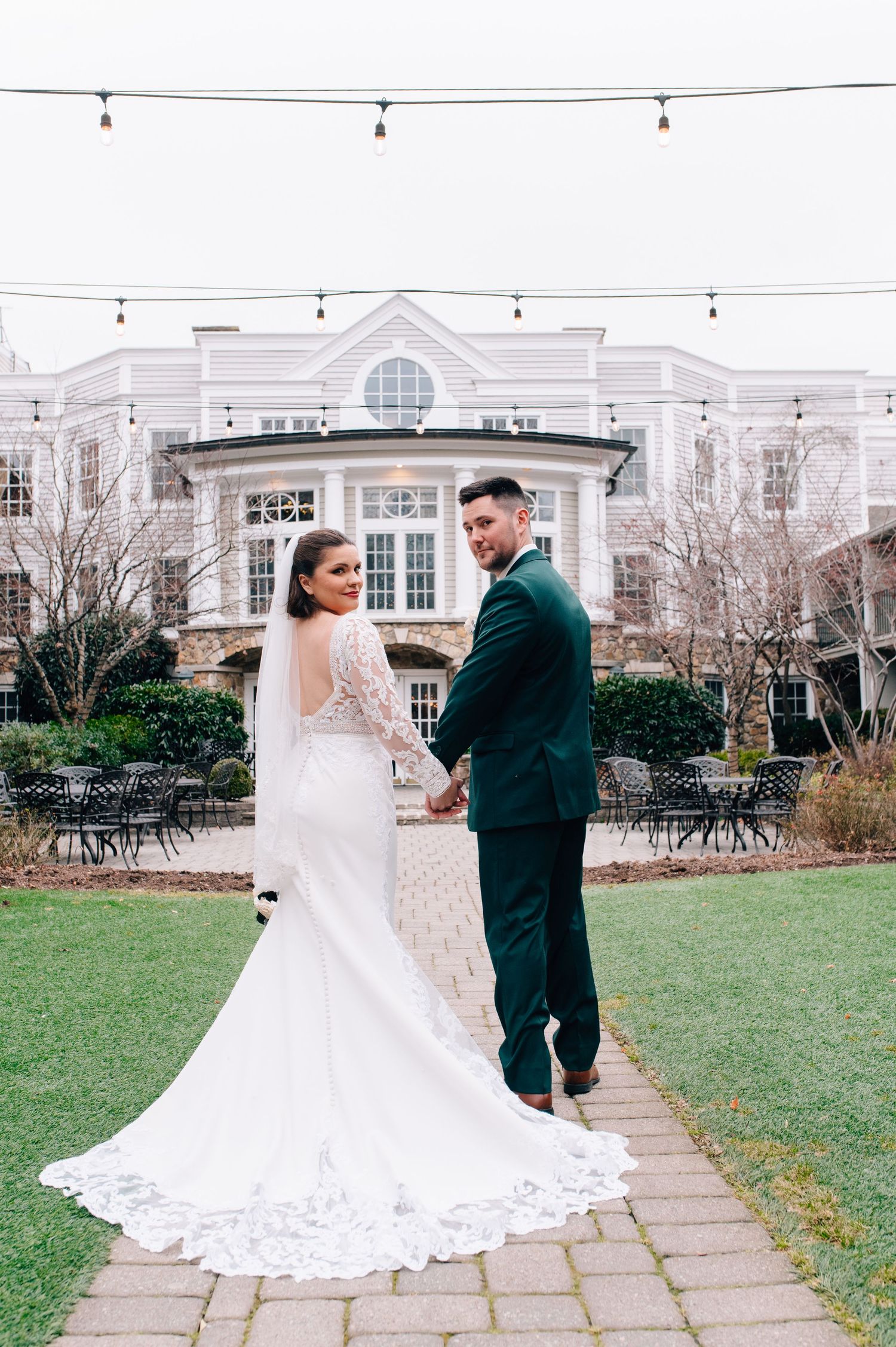 Winter wedding portraits at The Olde Mill Inn in New Jersey