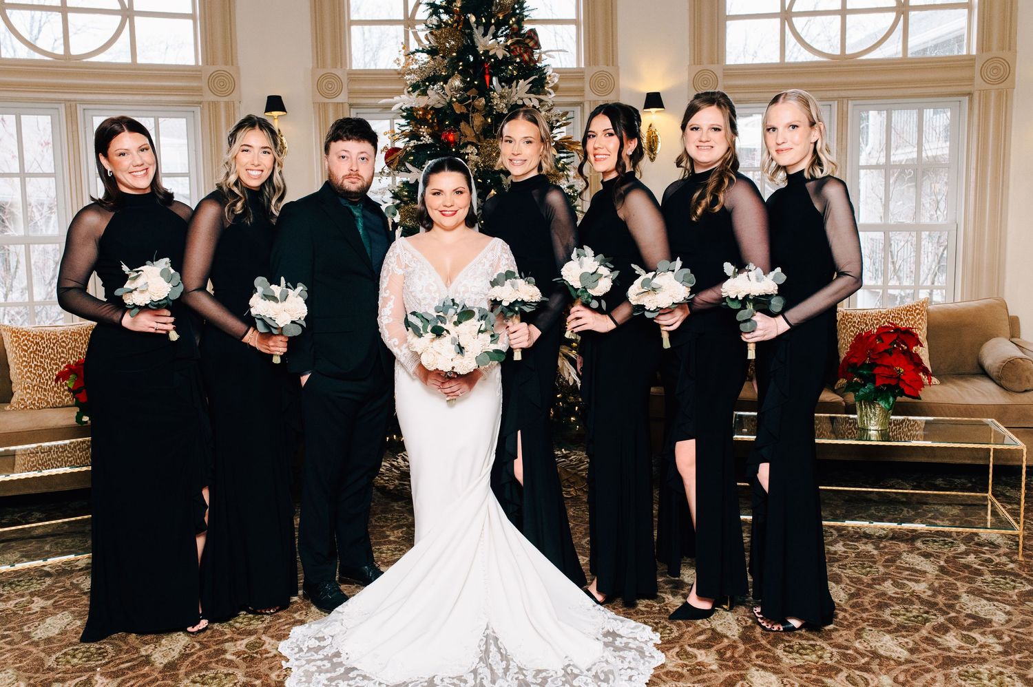 Winter wedding portraits at The Olde Mill Inn in New Jersey