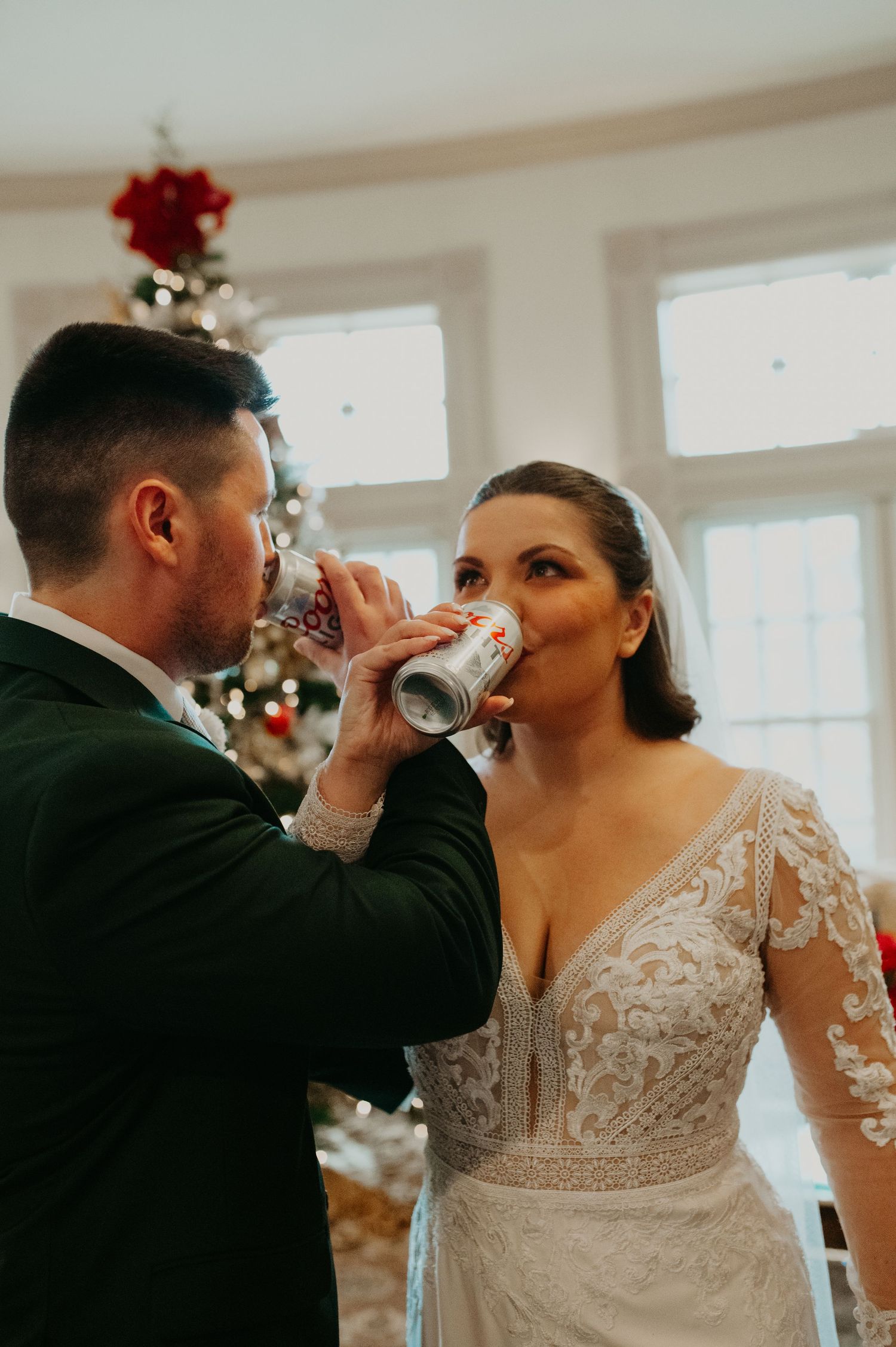 Winter wedding portraits at The Olde Mill Inn in New Jersey