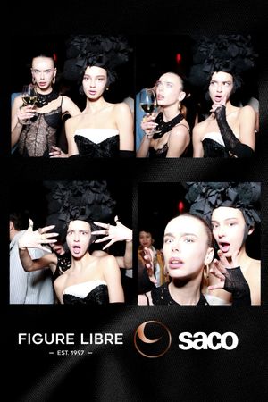 Artistic black and white fashion photo collage showing dramatic poses and expressions against dark backgrounds.