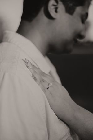 Artistic black and white close-up sequence showing intimate expressions.