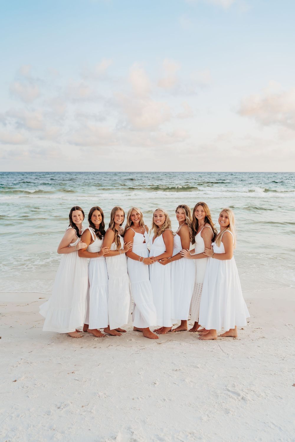 Senior Girls Group Sunset Photo Session In Watercolor 30A Florida. 30A Florida Senior Photographer.