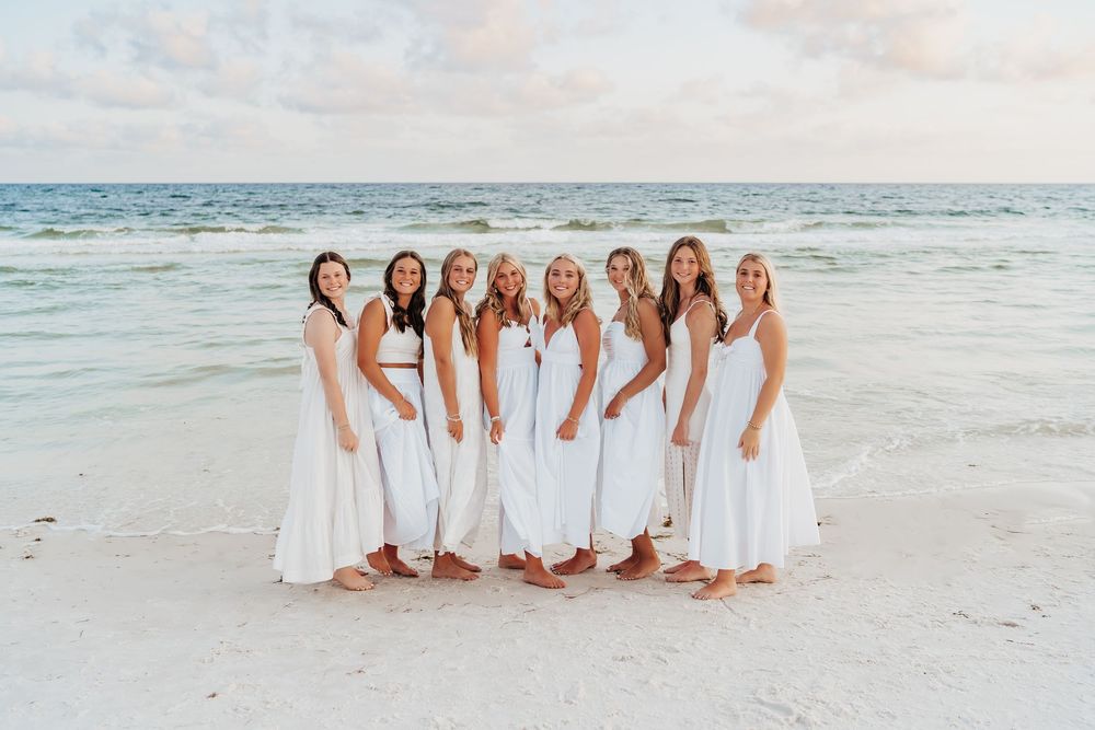 Senior Girls Group Sunset Photo Session In Watercolor 30A Florida. 30A Florida Senior Photographer.